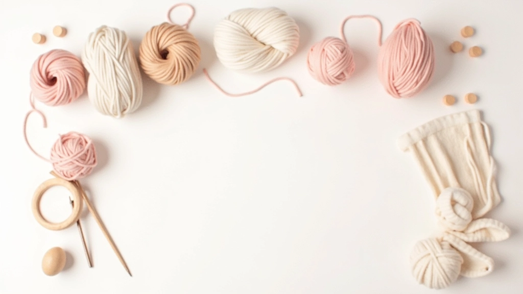Materials for creating handmade keepsakes including yarn, fabric swatches, and crafting supplies